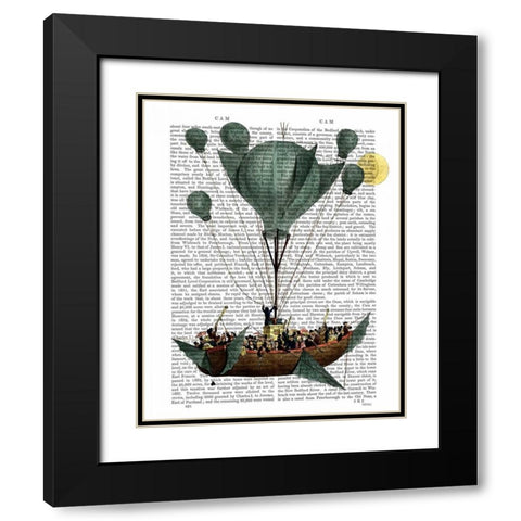 Diligenza Per La Luna Black Modern Wood Framed Art Print with Double Matting by Fab Funky