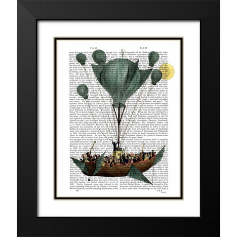 Diligenza Per La Luna Black Modern Wood Framed Art Print with Double Matting by Fab Funky