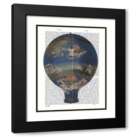 Machine Aerostatique Hot Air Balloon Black Modern Wood Framed Art Print with Double Matting by Fab Funky