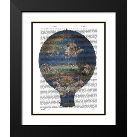 Machine Aerostatique Hot Air Balloon Black Modern Wood Framed Art Print with Double Matting by Fab Funky