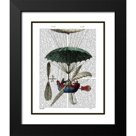 Place Du Louvre Hot Air Balloon Black Modern Wood Framed Art Print with Double Matting by Fab Funky