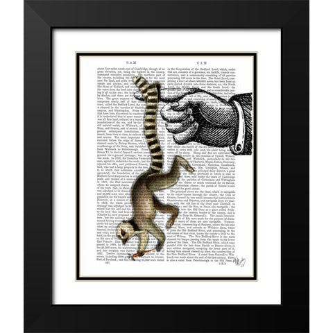 Ring Tailed Lemur on Finger Black Modern Wood Framed Art Print with Double Matting by Fab Funky