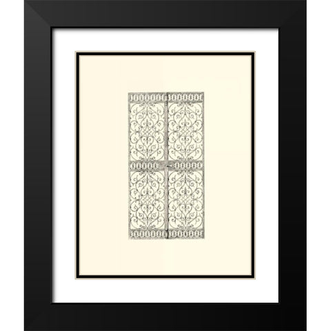B-W Wrought Iron Gate VIII Black Modern Wood Framed Art Print with Double Matting by Unknown