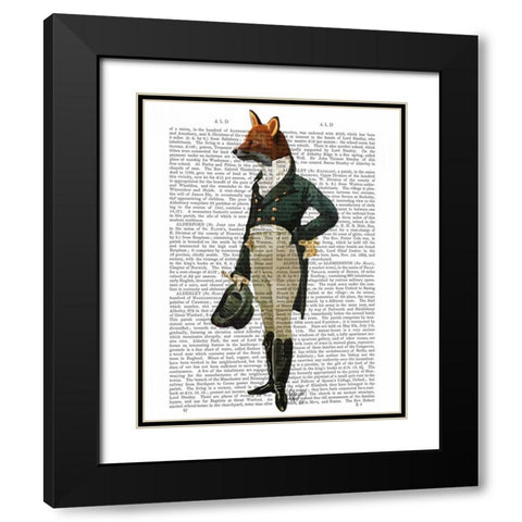 Dandy Fox Full Black Modern Wood Framed Art Print with Double Matting by Fab Funky