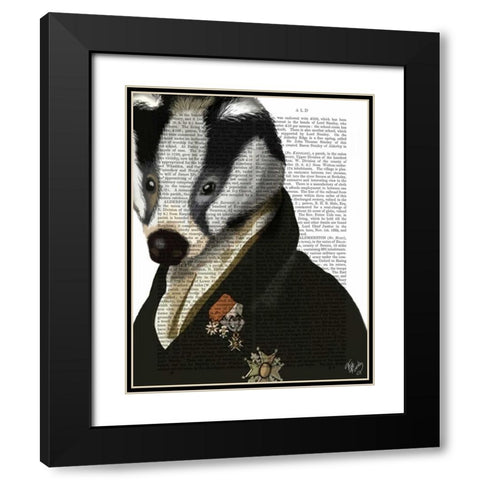 Badger the Hero Black Modern Wood Framed Art Print with Double Matting by Fab Funky