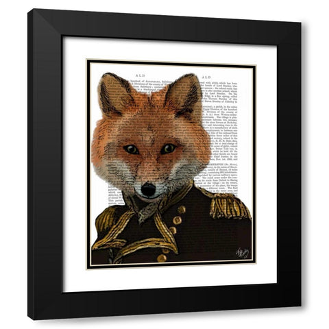 Admiral Fox Portrait Black Modern Wood Framed Art Print with Double Matting by Fab Funky