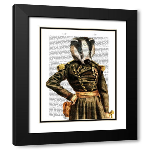 General Badger Black Modern Wood Framed Art Print with Double Matting by Fab Funky