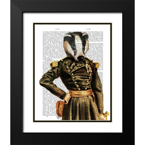 General Badger Black Modern Wood Framed Art Print with Double Matting by Fab Funky