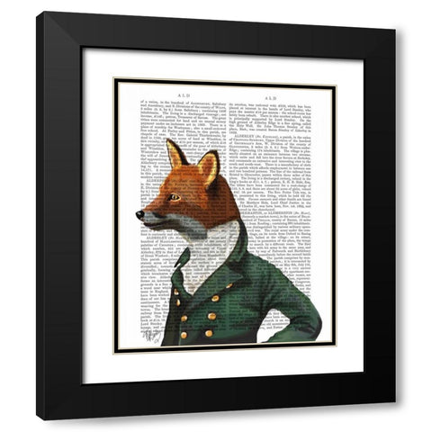 Dandy Fox Portrait Black Modern Wood Framed Art Print with Double Matting by Fab Funky