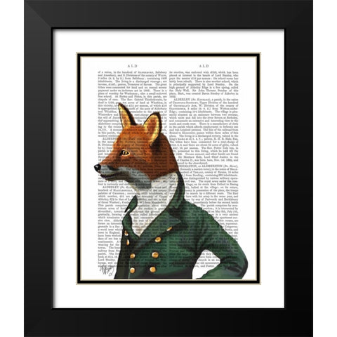 Dandy Fox Portrait Black Modern Wood Framed Art Print with Double Matting by Fab Funky