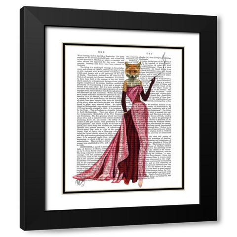 Glamour Fox in Pink Black Modern Wood Framed Art Print with Double Matting by Fab Funky
