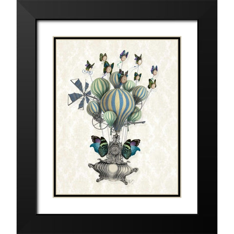 Flutter Time Black Modern Wood Framed Art Print with Double Matting by Fab Funky