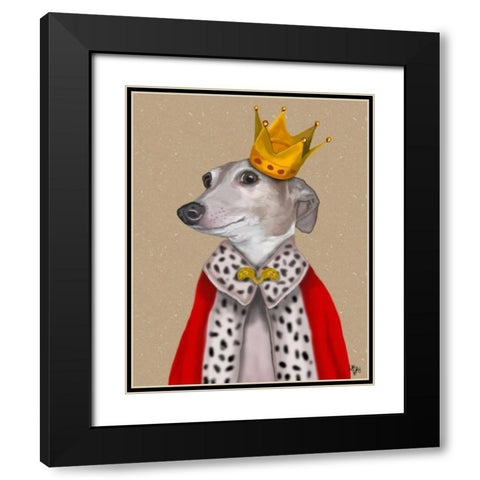 Greyhound Queen Black Modern Wood Framed Art Print with Double Matting by Fab Funky