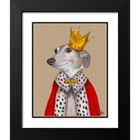 Greyhound Queen Black Modern Wood Framed Art Print with Double Matting by Fab Funky