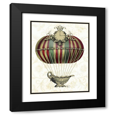 Baroque Balloon with Clock Black Modern Wood Framed Art Print with Double Matting by Fab Funky