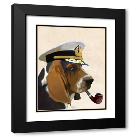 Basset Hound Sea Dog Black Modern Wood Framed Art Print with Double Matting by Fab Funky