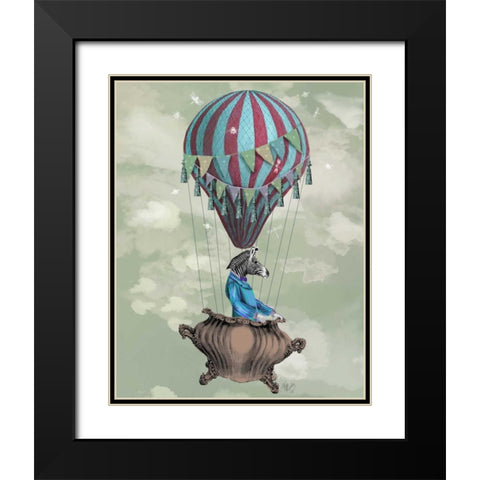 Flying Zebra Black Modern Wood Framed Art Print with Double Matting by Fab Funky