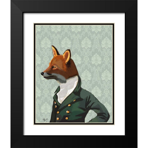 Dandy Fox Portrait Black Modern Wood Framed Art Print with Double Matting by Fab Funky