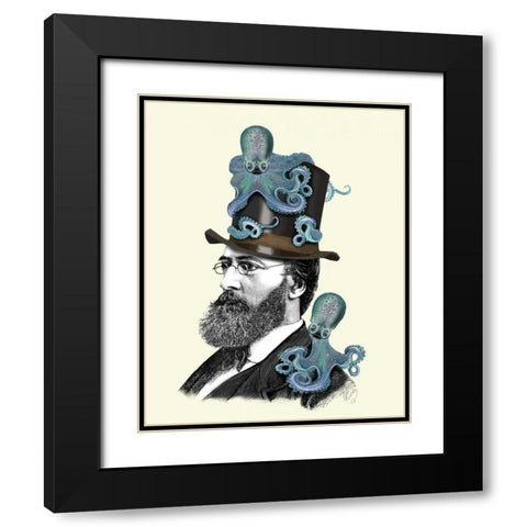 Doctor Octopus Black Modern Wood Framed Art Print with Double Matting by Fab Funky