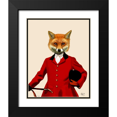 Fox Hunter 2 Portrait Black Modern Wood Framed Art Print with Double Matting by Fab Funky