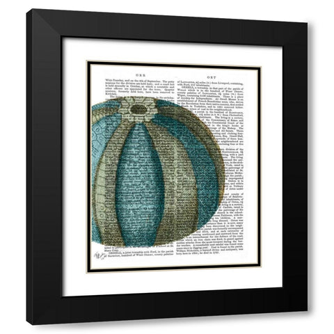 Blue Corals and Sea Urchins I Black Modern Wood Framed Art Print with Double Matting by Fab Funky