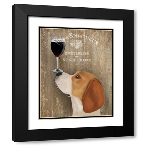 Dog Au Vin Beagle Black Modern Wood Framed Art Print with Double Matting by Fab Funky
