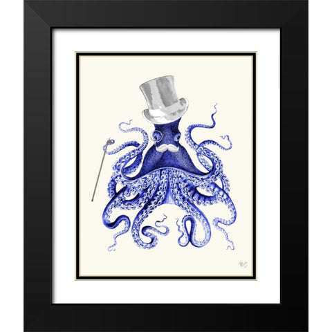 Octopus About Town Black Modern Wood Framed Art Print with Double Matting by Fab Funky