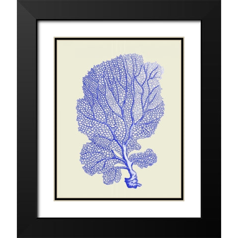 Blue Corals b Black Modern Wood Framed Art Print with Double Matting by Fab Funky