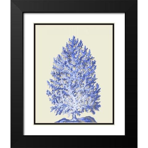 Blue Corals d Black Modern Wood Framed Art Print with Double Matting by Fab Funky