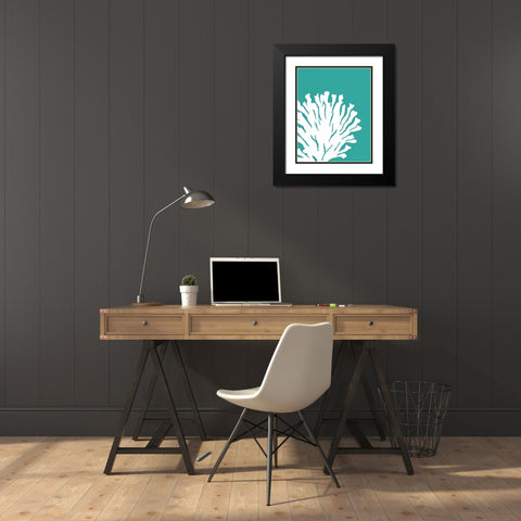 Turquoise Coral Prints a Black Modern Wood Framed Art Print with Double Matting by Fab Funky