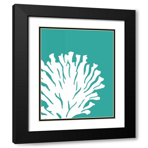 Turquoise Coral Prints a Black Modern Wood Framed Art Print with Double Matting by Fab Funky