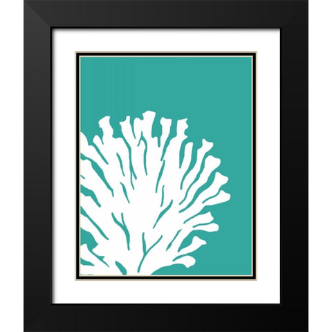 Turquoise Coral Prints a Black Modern Wood Framed Art Print with Double Matting by Fab Funky