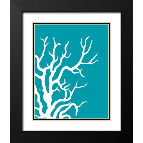 Turquoise Coral Prints b Black Modern Wood Framed Art Print with Double Matting by Fab Funky