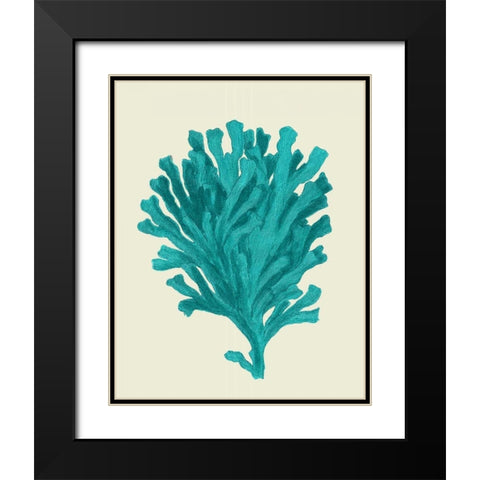 Corals Turquoise On Cream d Black Modern Wood Framed Art Print with Double Matting by Fab Funky