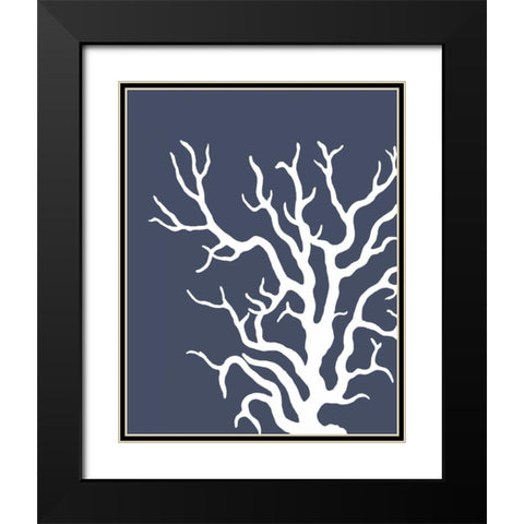 Corals White on Indigo Blue a Black Modern Wood Framed Art Print with Double Matting by Fab Funky