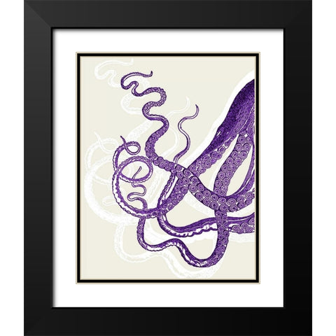 Octopus Tentacles Purple And White Black Modern Wood Framed Art Print with Double Matting by Fab Funky