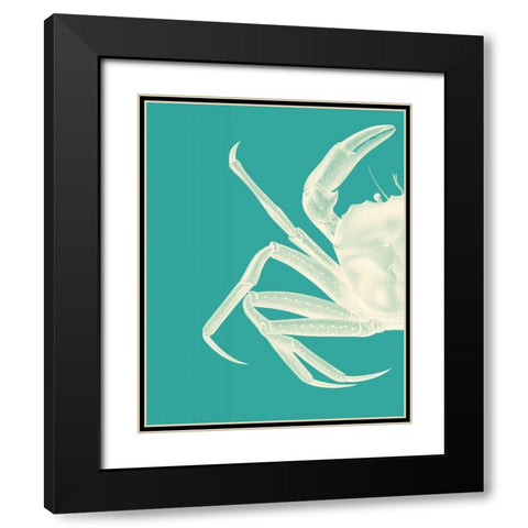 Contrasting Crab in Turquoise b Black Modern Wood Framed Art Print with Double Matting by Fab Funky