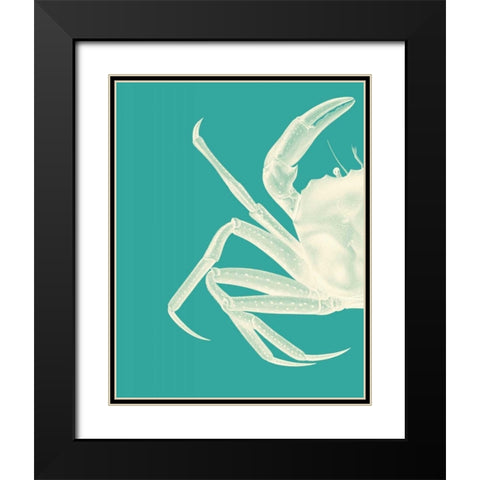 Contrasting Crab in Turquoise b Black Modern Wood Framed Art Print with Double Matting by Fab Funky