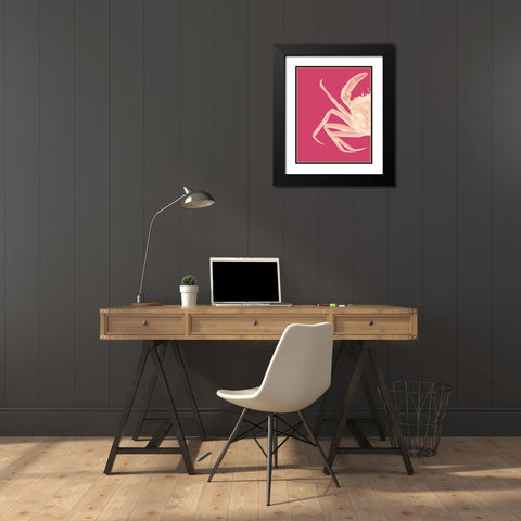 Contrasting Crab in Pink a Black Modern Wood Framed Art Print with Double Matting by Fab Funky