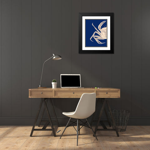 Contrasting Crab in Navy Blue a Black Modern Wood Framed Art Print with Double Matting by Fab Funky