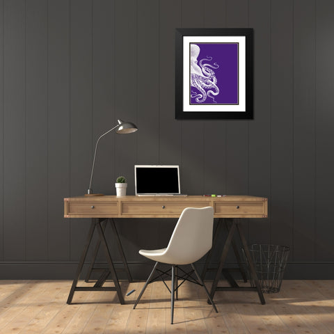 Octopus Purple and Cream b Black Modern Wood Framed Art Print with Double Matting by Fab Funky