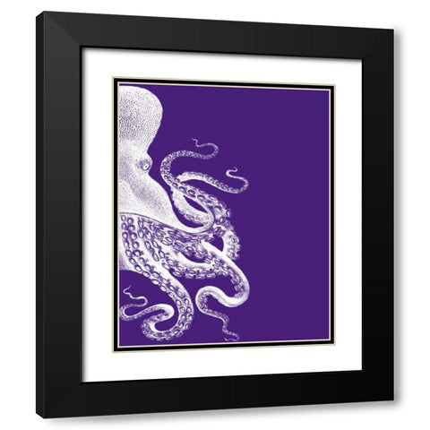 Octopus Purple and Cream b Black Modern Wood Framed Art Print with Double Matting by Fab Funky