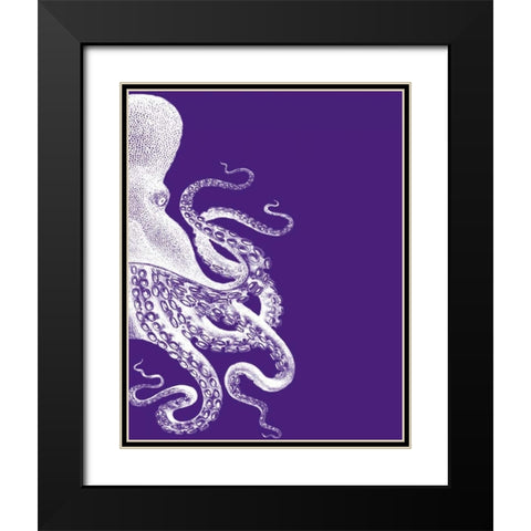 Octopus Purple and Cream b Black Modern Wood Framed Art Print with Double Matting by Fab Funky