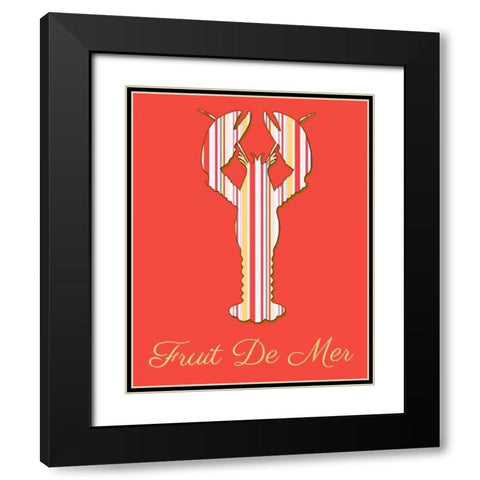 Fruit De Mer Lobster on Coral Black Modern Wood Framed Art Print with Double Matting by Fab Funky