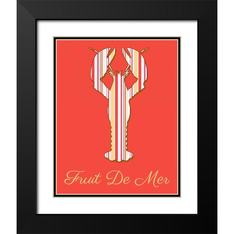 Fruit De Mer Lobster on Coral Black Modern Wood Framed Art Print with Double Matting by Fab Funky