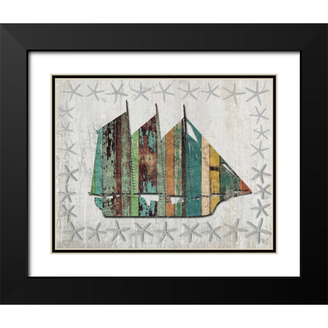 Distressed Wood Style Boat 1 Black Modern Wood Framed Art Print with Double Matting by Fab Funky