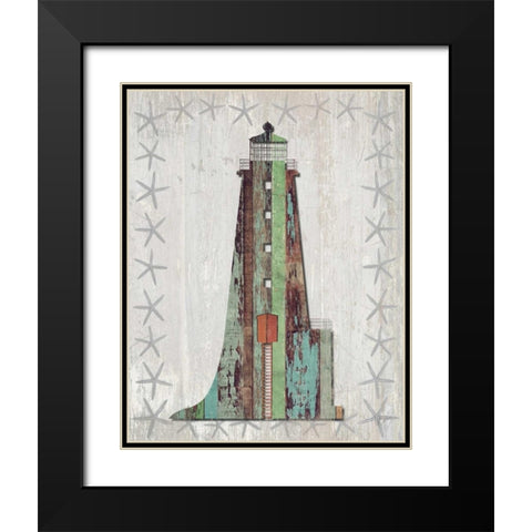 Distressed Wood Style Lighthouse 1 Black Modern Wood Framed Art Print with Double Matting by Fab Funky