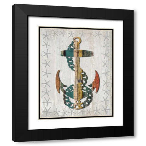 Distressed Wood Style Anchor 1 Black Modern Wood Framed Art Print with Double Matting by Fab Funky
