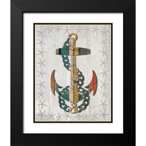 Distressed Wood Style Anchor 1 Black Modern Wood Framed Art Print with Double Matting by Fab Funky
