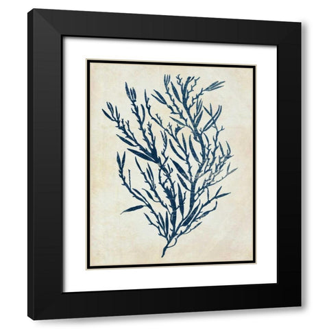 Indigo Blue Seaweed 3 b Black Modern Wood Framed Art Print with Double Matting by Fab Funky